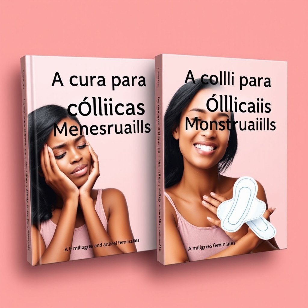Create a striking and professional e-book cover for the title 'A cura para cólicas Menstruais - O milagre feminino'