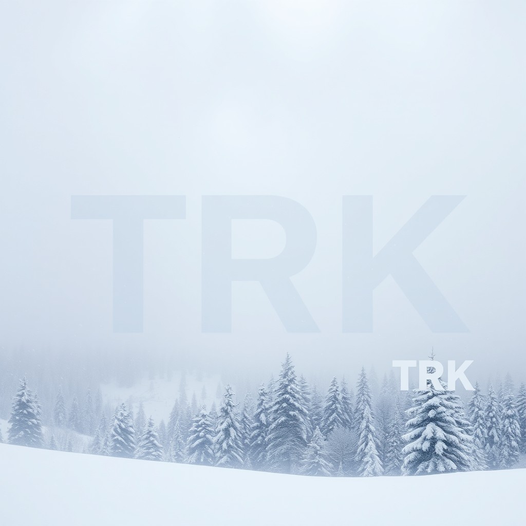 A striking and dynamic photograph of a whiteout scenario, with heavy snow falling and white clouds dominating the sky