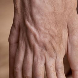 Close-up of heavily veined hands, showing intricate veins running like rivers, symbolic of strength and age