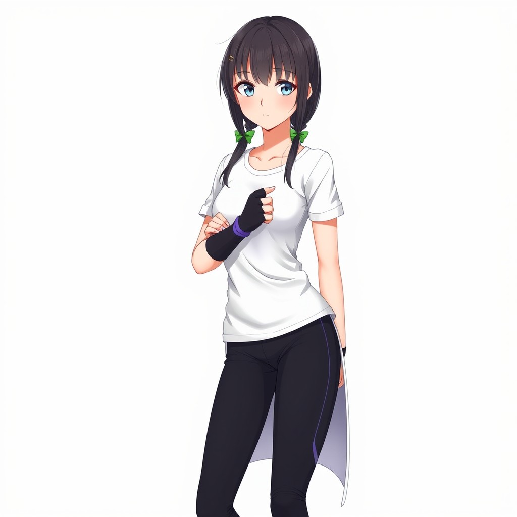 A beautiful young anime woman with fair, pale skin and a very slim figure