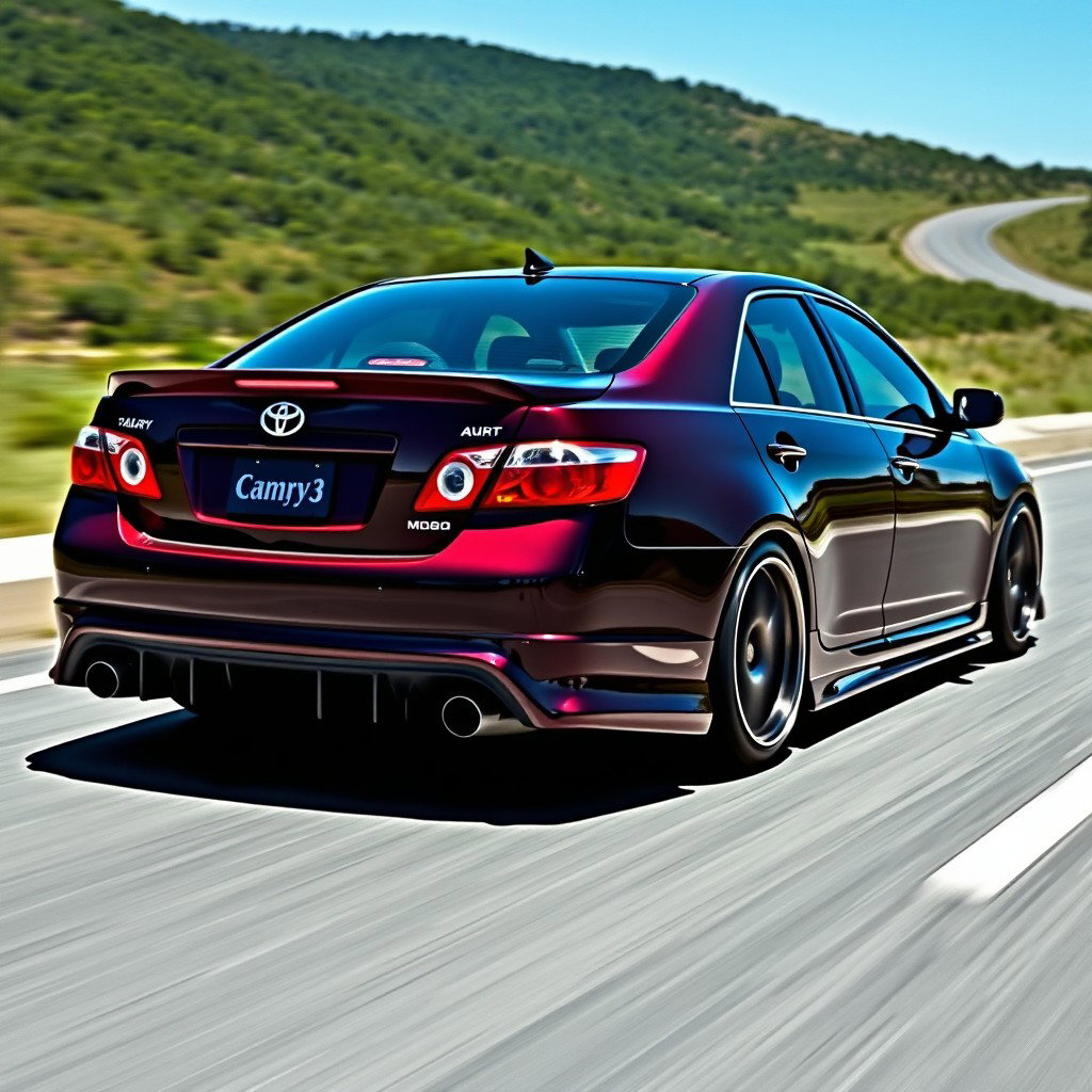 A 2006 Toyota Camry 30 in sporty tuning, driving on a highway
