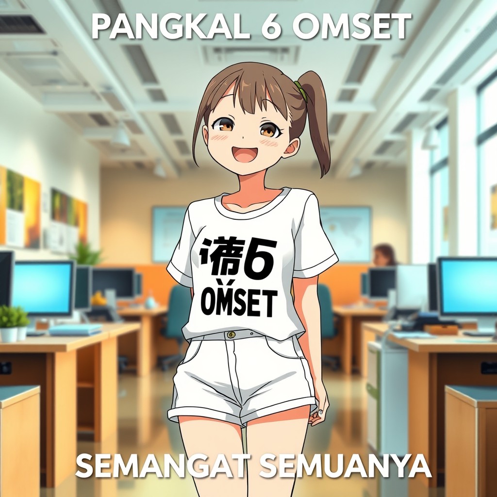 An anime-style poster resembling a movie advertisement featuring a cheerful girl wearing a stylish white outfit with cool trendy shorts