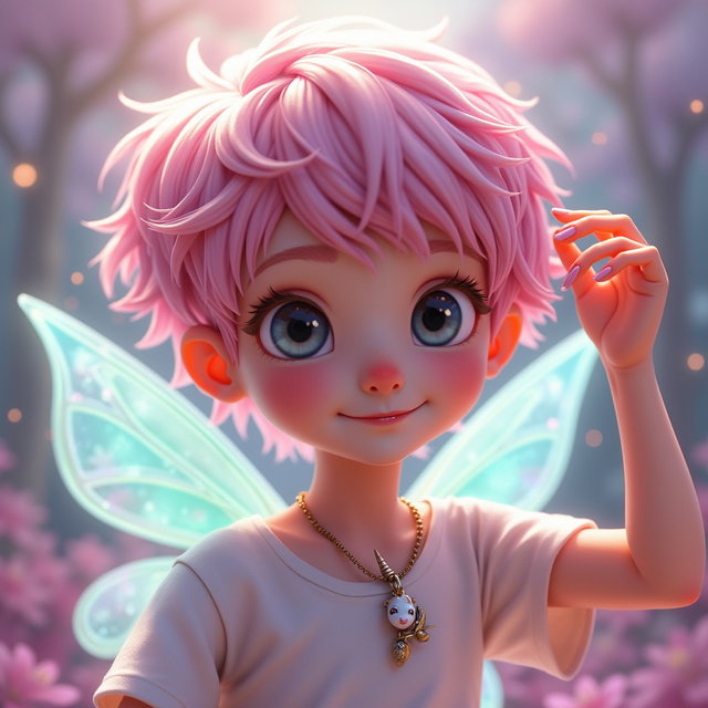 Meet the Playful Boy with Pink Hair!
