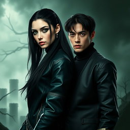 In a dark and intense aesthetic, Hela and Jungkook are portrayed side by side, embodying tension and power for 'Ragnarök dos Contos Perdidos'