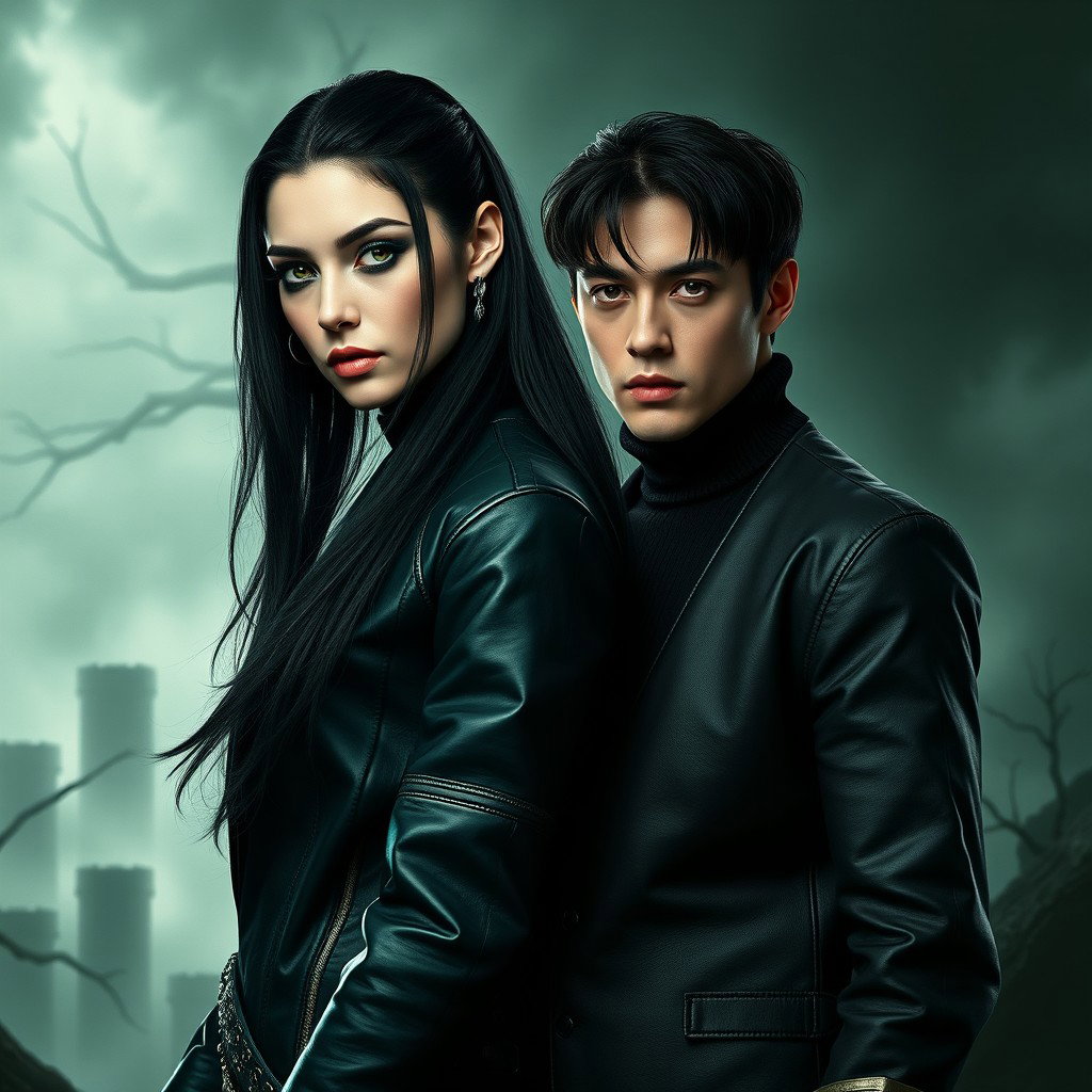 In a dark and intense aesthetic, Hela and Jungkook are portrayed side by side, embodying tension and power for 'Ragnarök dos Contos Perdidos'