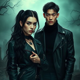In a dark and intense aesthetic, Hela and Jungkook stand side by side, embodying tension and power for 'Ragnarök dos Contos Perdidos'