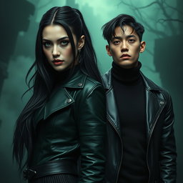 In a dark and intense aesthetic, Hela and Jungkook stand side by side, embodying tension and power for 'Ragnarök dos Contos Perdidos'