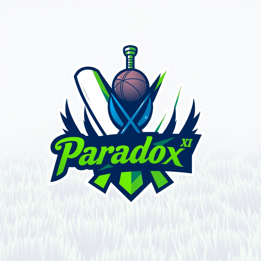 A dynamic and modern logo design for a cricket team named 'Paradox XI'