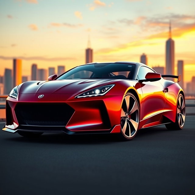A stunning car design in a vibrant color scheme featuring a sleek and modern coupe