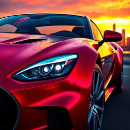 A stunning car design in a vibrant color scheme featuring a sleek and modern coupe