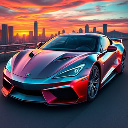 A stunning car design in a vibrant color scheme featuring a sleek and modern coupe