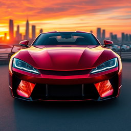 A stunning car design in a vibrant color scheme featuring a sleek and modern coupe