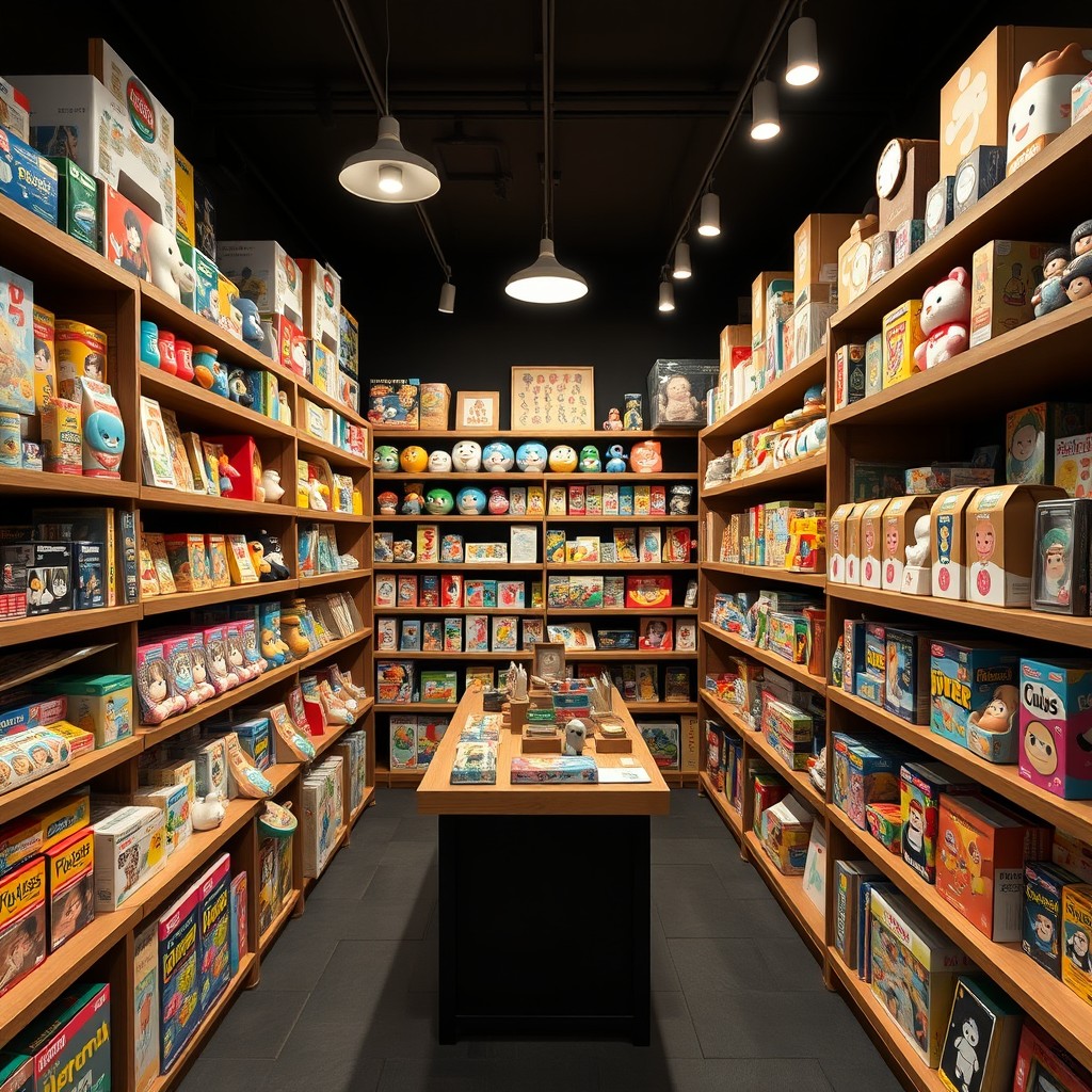 A realistic design concept for a Japanese toy store in Finland, occupying a space of 50m² with a budget of approximately 20,000 euros