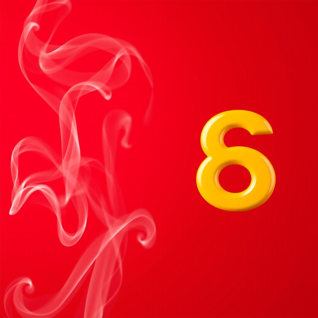A large yellow number 8