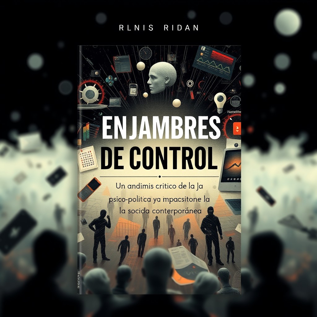 A book cover design featuring a serious theme related to the critique of contemporary society with a focus on psychological politics, inspired by the concepts in Byung-Chul Han's "In the Swarm"