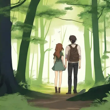 In the romantic novel, the protagonist goes hunting with his love interest in the picturesque forest.