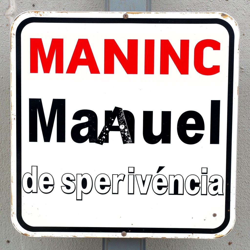 A playful warning sign design featuring the large text 'Manuel de supervivència'
