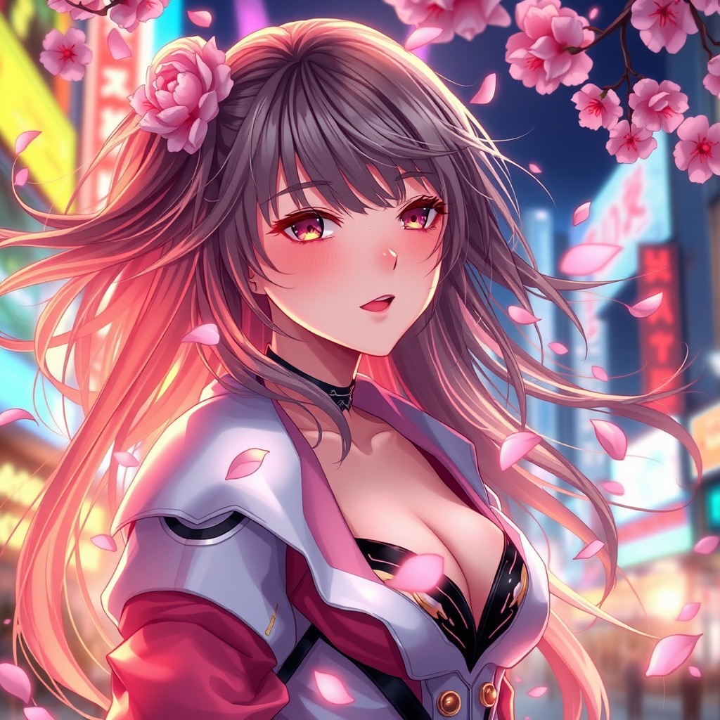 An ultra-detailed, stunning hot anime girl in a full-body vertical composition (1080x1920), showcasing vibrant colors and sharp focus