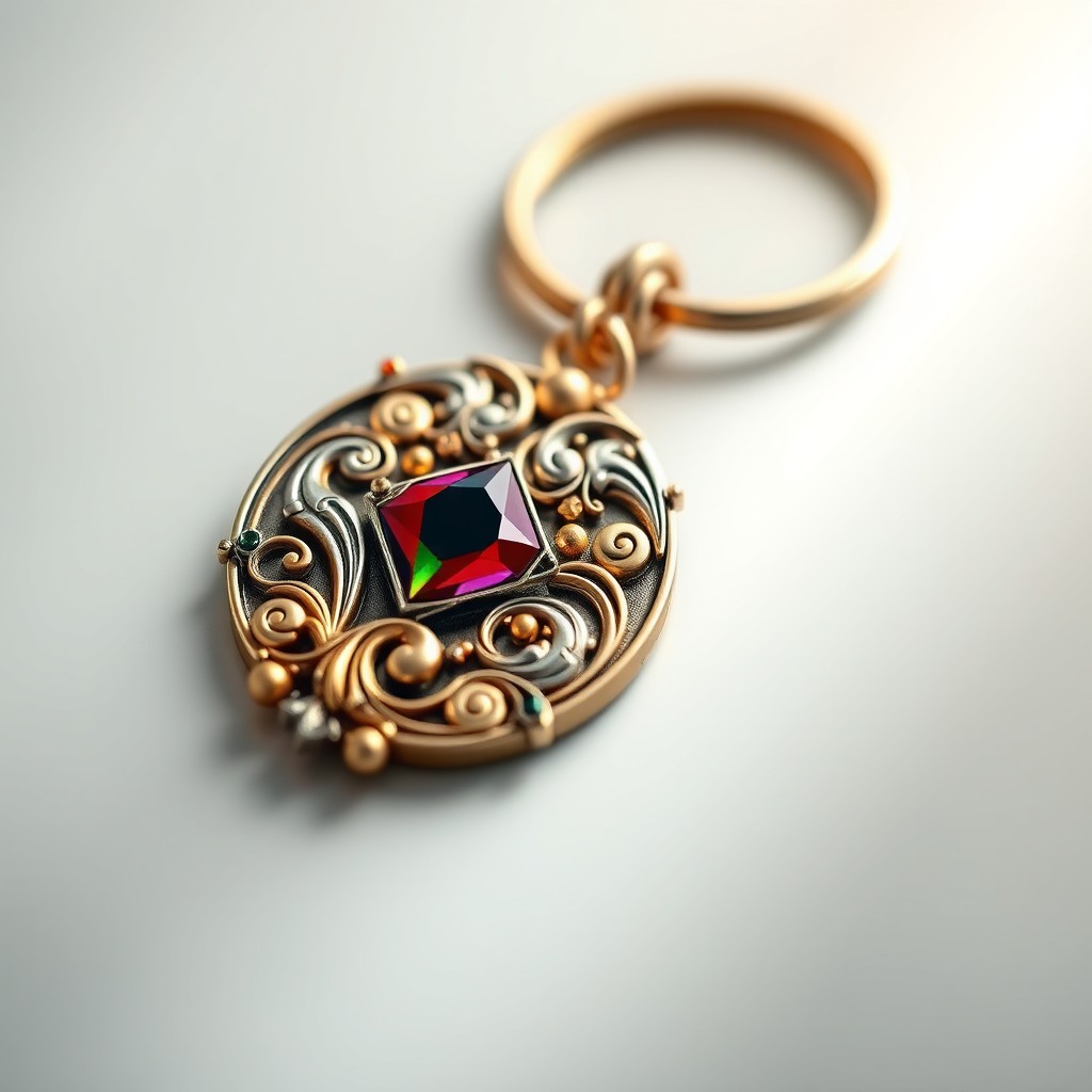 A beautifully designed keychain featuring a master piece theme, showcasing intricate details and artistic elements