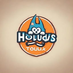 Create a cute, playful logo with the name 'Houd's Touh' incorporated into the design.