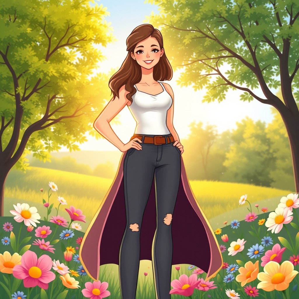 A vibrant and uplifting illustration symbolizing self-esteem, featuring a confident individual standing tall with a radiant smile, surrounded by a glowing aura