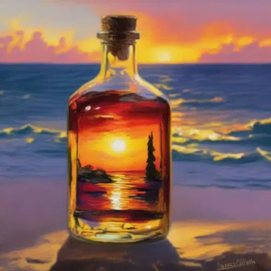 The famous painter captured the vibrant colors of the sunset in a stunning bottleful of oil paints.