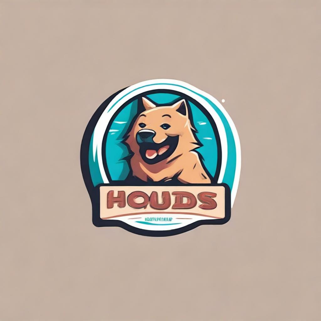 Create a cute, playful logo with the name 'Houd's Touh' incorporated into the design.