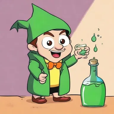 In the cartoon, the mischievous character accidentally swallowed a bottleful of shrinking potion and turned into a tiny version of himself.