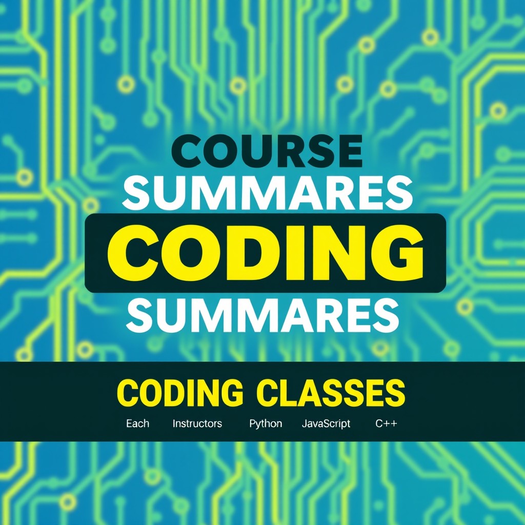 A vibrant and eye-catching book cover for a coding course summary book, designed for instructors at a technical school