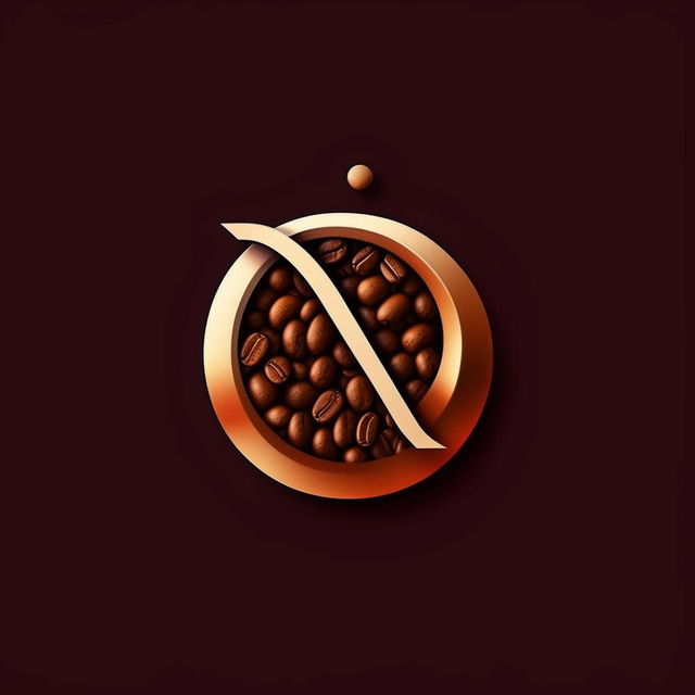 Design a logo where a capital letter 'N' is stylishly combined with a coffee bean. The elements should appear seamlessly integrated, exhibiting a professional and compelling visual.