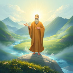 A serene and spiritually uplifting illustration representing Imam Mahdi, the awaited savior in Islamic belief