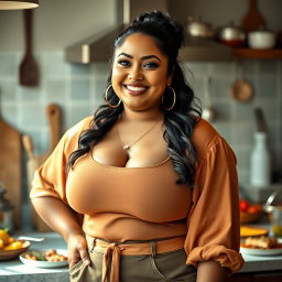 A sexy plus-size beauty named Jasmine, age 31, exuding confidence and warmth