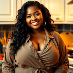 A sexy plus-size beauty named Jasmine, age 31, exuding confidence and warmth