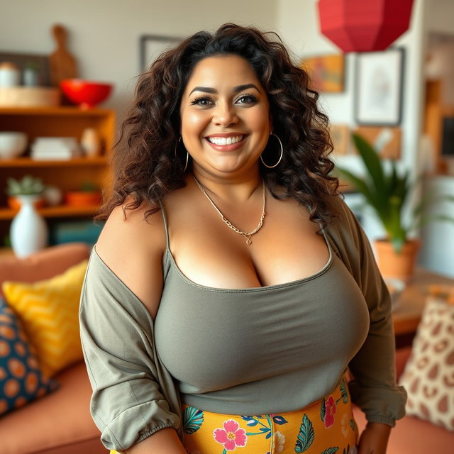 A warm and genuine woman named Ashley, age 28, exuding confidence and body positivity