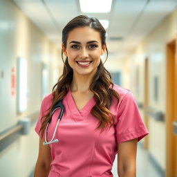 A 29-year-old sexy nurse named Natalie, embodying a caring and compassionate demeanor