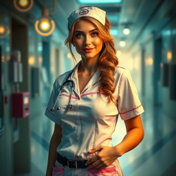 A 29-year-old sexy fantasy nurse named Natalie, embodying a caring and nurturing spirit