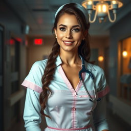 A 29-year-old sexy fantasy nurse named Natalie, embodying a caring and nurturing spirit