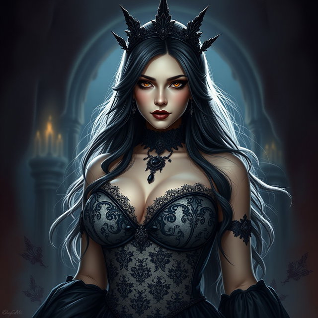 A 24-year-old fantasy character named Raven, depicted as a gothic princess