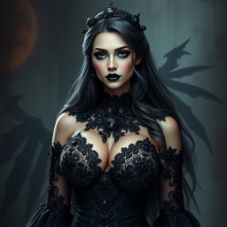 A 24-year-old fantasy character named Raven, depicted as a gothic princess