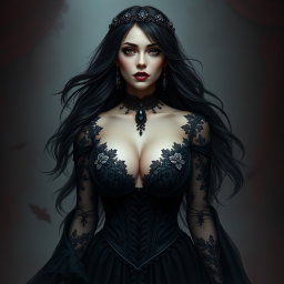 A 24-year-old fantasy character named Raven, depicted as a gothic princess