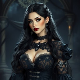 A 24-year-old fantasy character named Raven, envisioned as a gothic princess