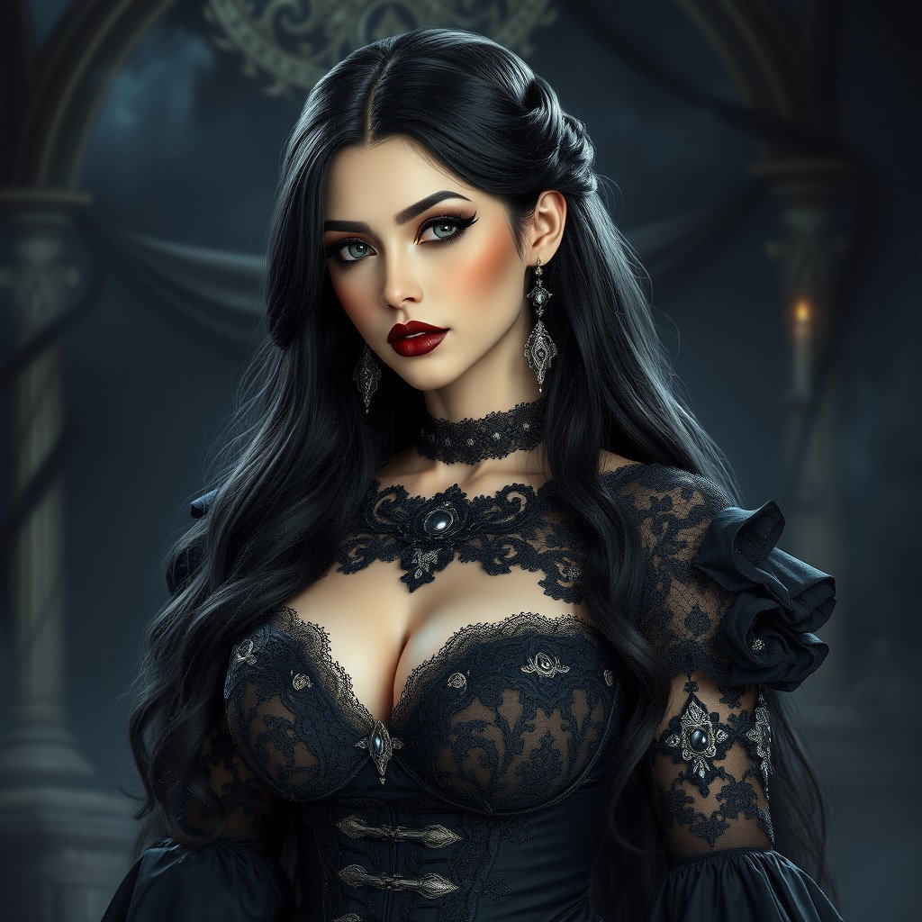 A 24-year-old fantasy character named Raven, envisioned as a gothic princess