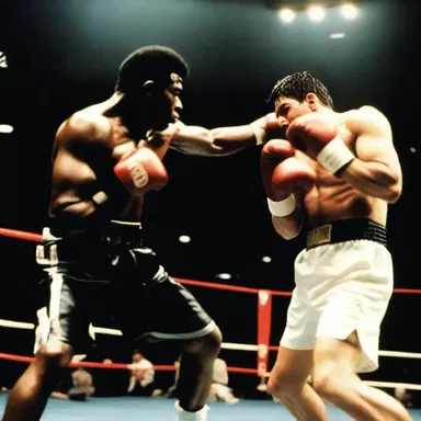 The movie depicted a thrilling boxing match, with the final scene portraying a dramatic technical knockout.