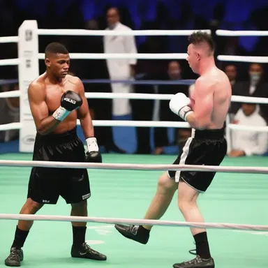 Within the context of the religious ceremony, the referee declared a technical knockout when one boxer was unable to continue due to exhaustion.