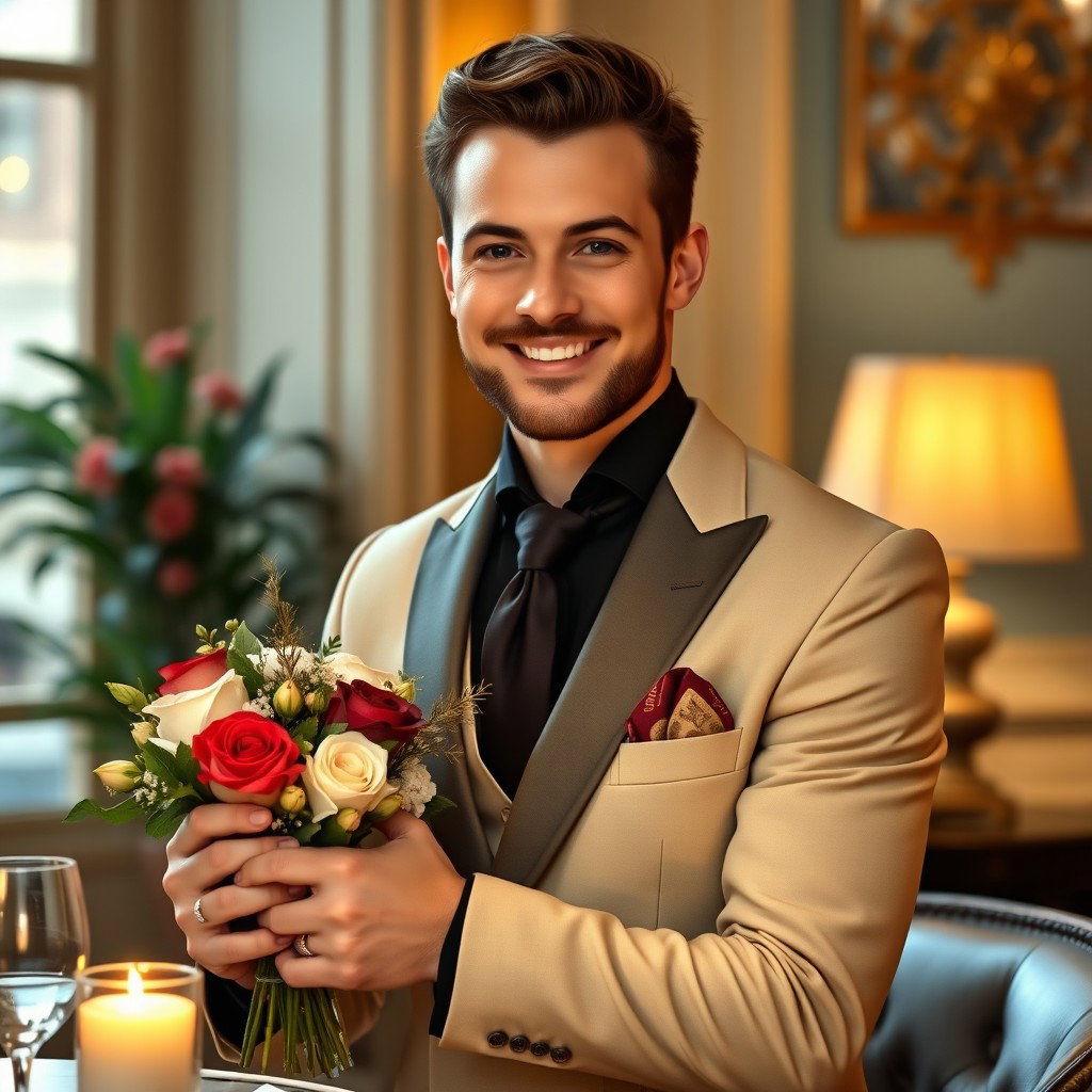 A charming portrayal of James, a 30-year-old boyfriend characterized as a gentleman and refined individual