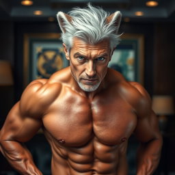 A striking portrayal of Richard, a sexy, experienced Silver Fox CEO, showcasing his confident and dominant presence