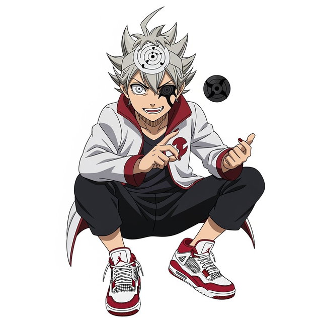 An anime boy resembling Asta from Black Clover, featuring a striking spikes Afro hairstyle that appears to float