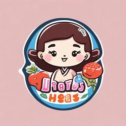 Create a cute, cartoon-style Korean-inspired logo with the name 'Houda's Touch' incorporated into the design.