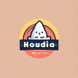 Create a cute, cartoon-style Korean-inspired logo with the name 'Houda's Touch' incorporated into the design.