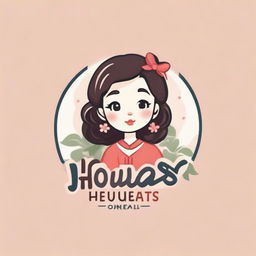 Create a cute, cartoon-style Korean-inspired logo with the name 'Houda's Touch' incorporated into the design.